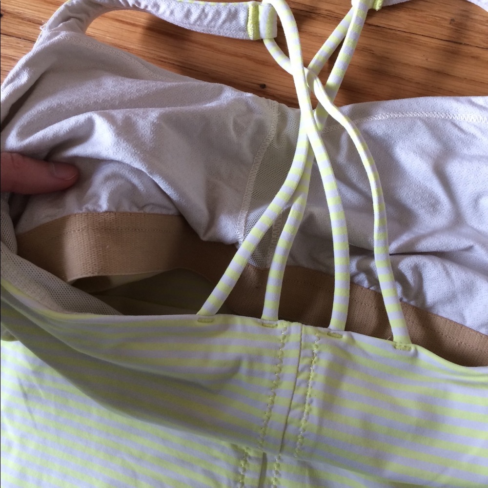 Lululemon Free to Be Tank Neon Yellow Stripe Sz 4 - Picture 6 of 9